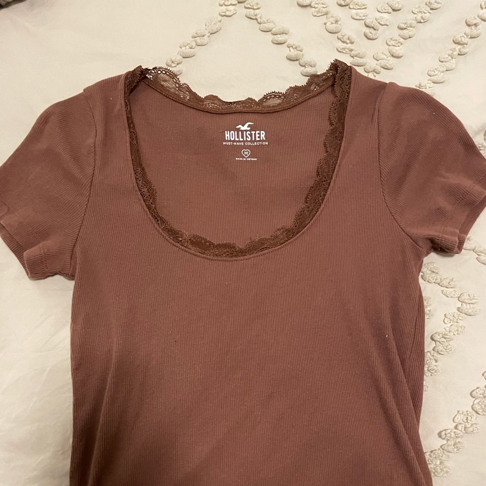 Brown Hollister lace top